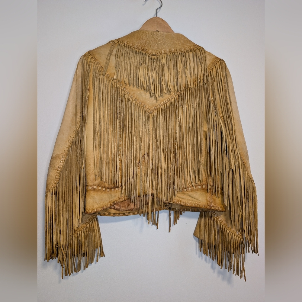 Danier Tan Leather Fringe Jacket - Picture 2 of 16